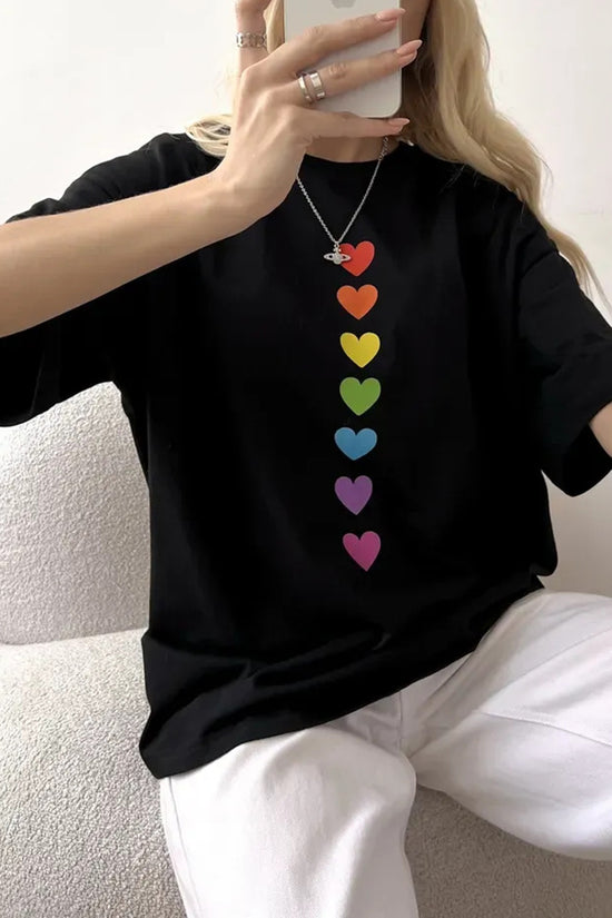 Heart Pattern Casual T-Shirt