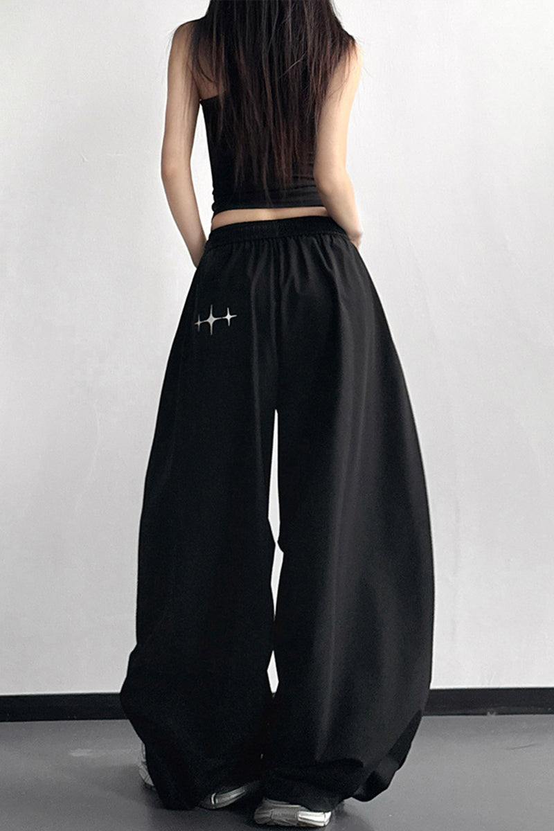 Relaxed Fit Wide Leg Casual Pants