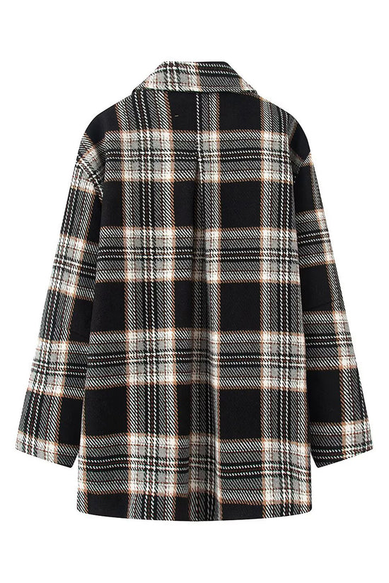 Classic Plaid Button-Up Overcoat