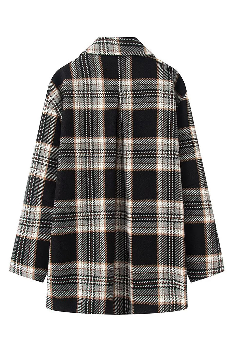 Classic Plaid Button-Up Overcoat