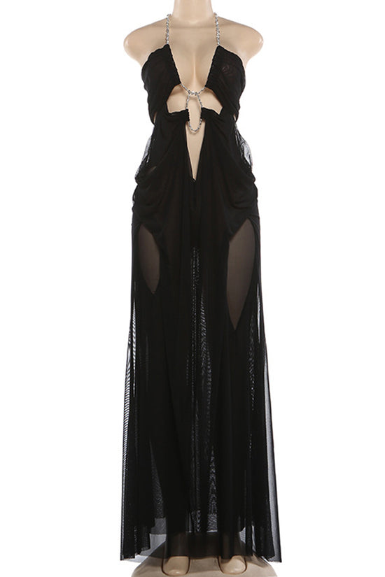 Elegant Sleeveless Cutout Maxi Dress