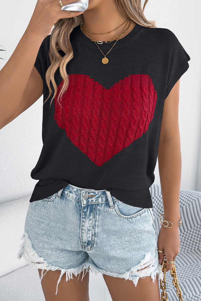 Heart Pattern Knit Sweater Vest
