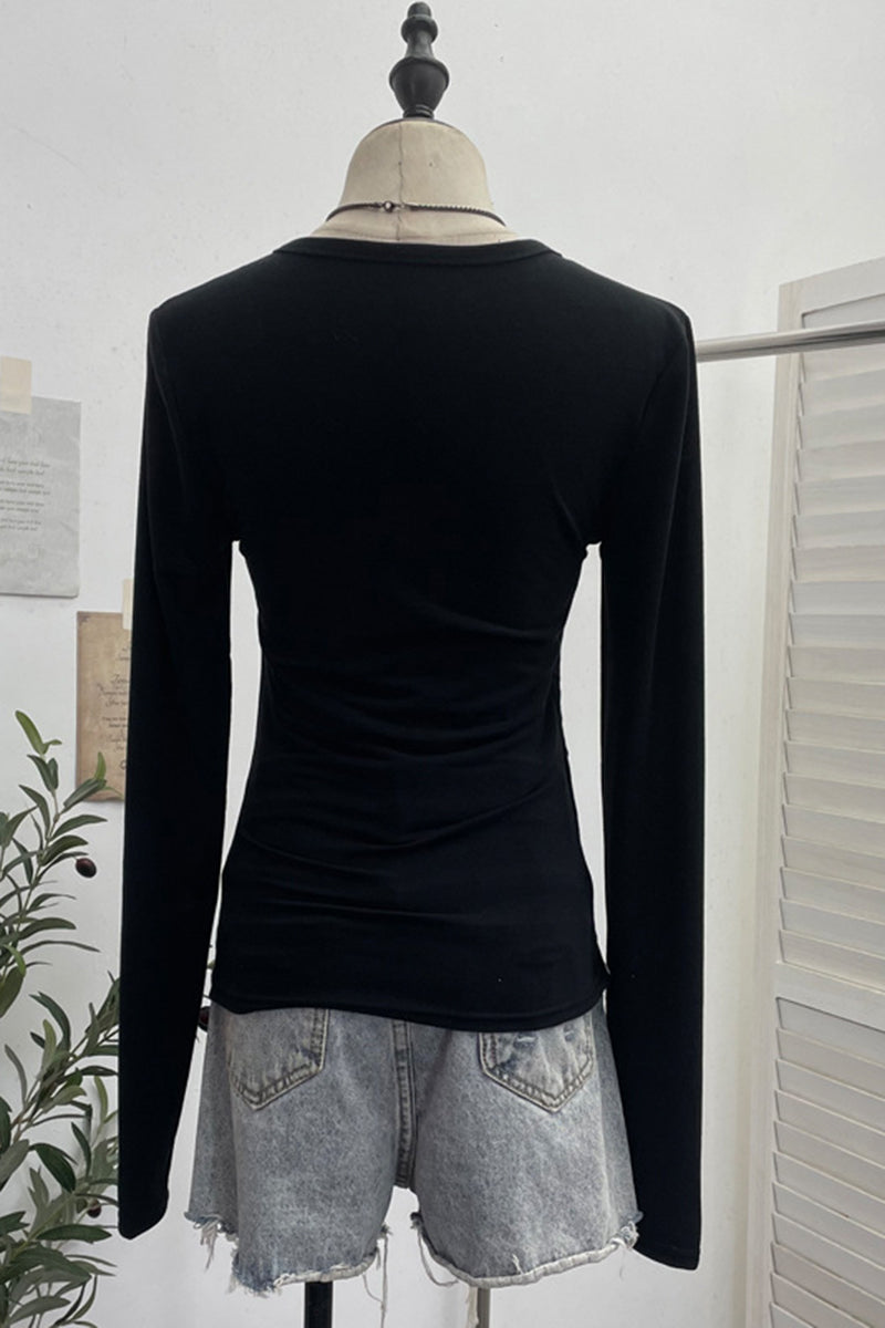 Cutout Design Long Sleeve T-Shirt