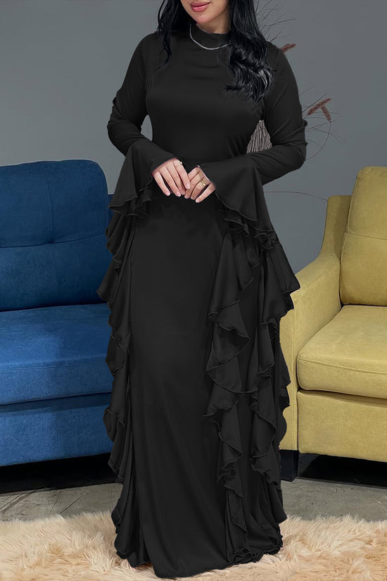 Elegant Flared Sleeve Maxi Dress
