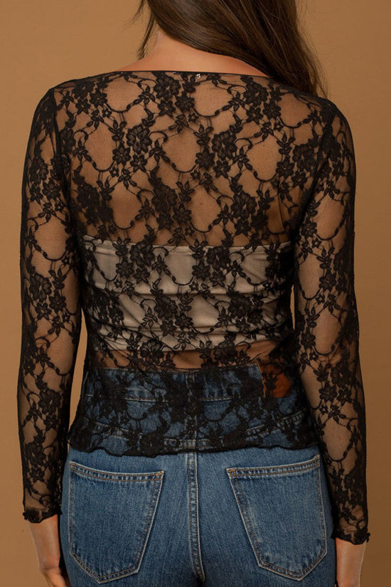 Sheer Lace Long Sleeve Top