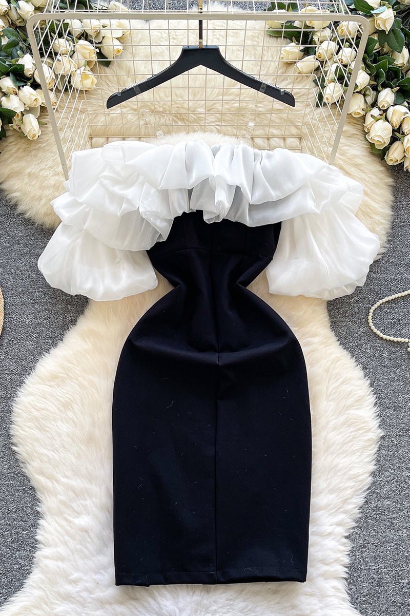Off-Shoulder Ruffle Evening Dress
