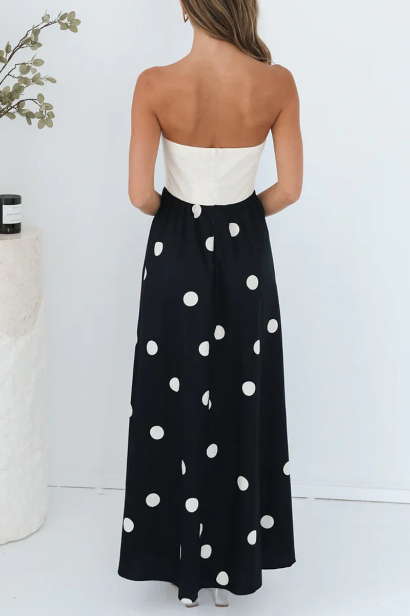 Strapless Polka Dot Maxi Dress