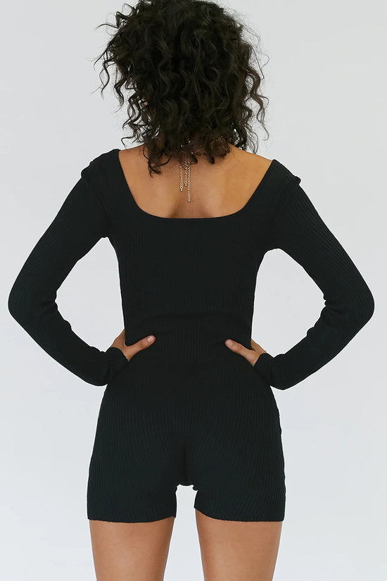 Long Sleeve Ribbed Knit Romper