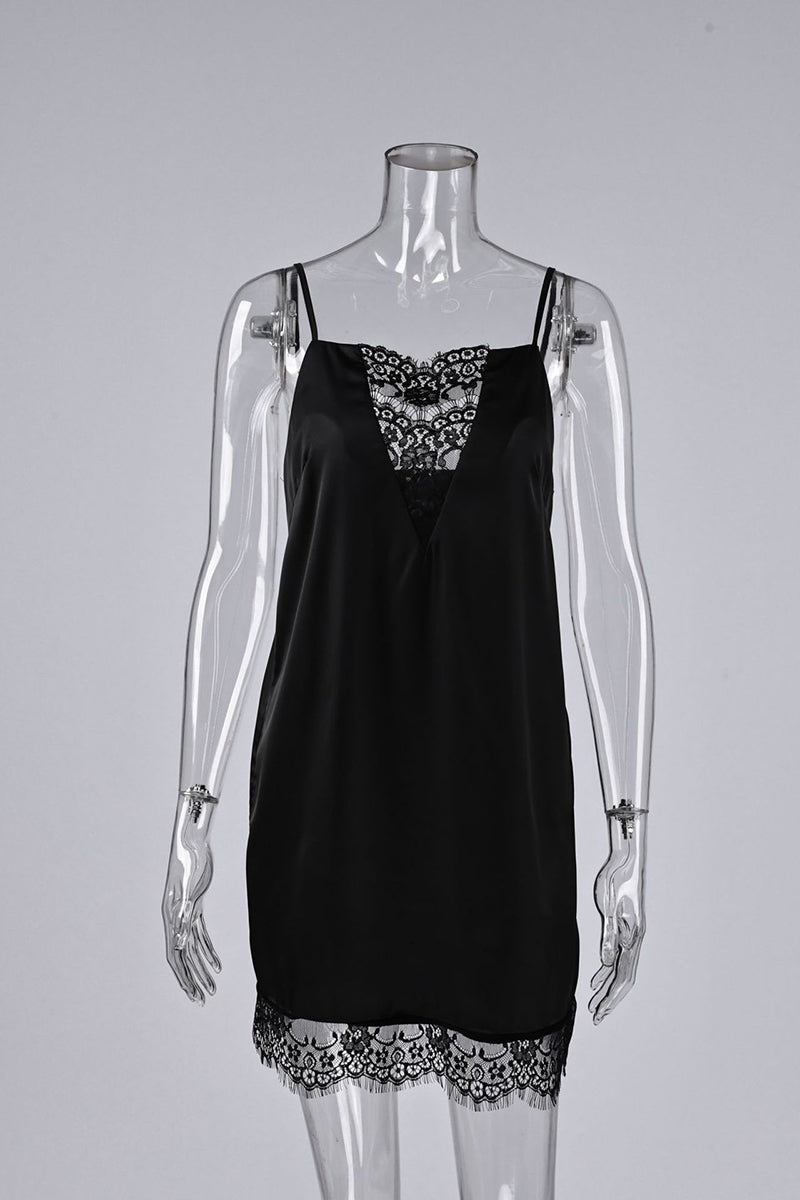 Lace Trim Spaghetti Strap Casual Dress