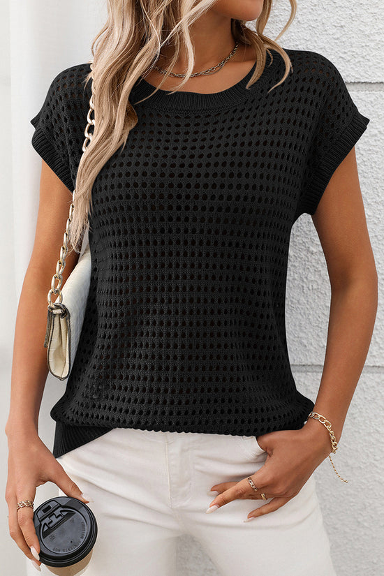 Sleeveless Open-Knit Sweater Vest