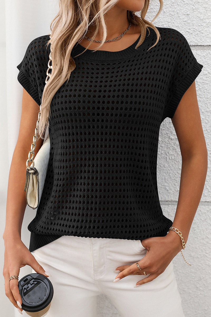 Sleeveless Open-Knit Sweater Vest