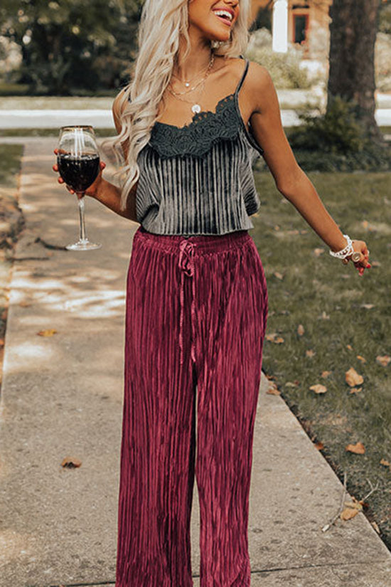 Lace Trim Pleated Camisole