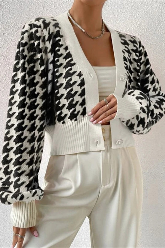 Patterned Button-Up Cardigan