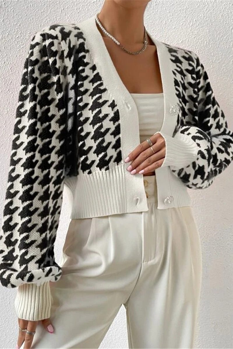 Patterned Button-Up Cardigan