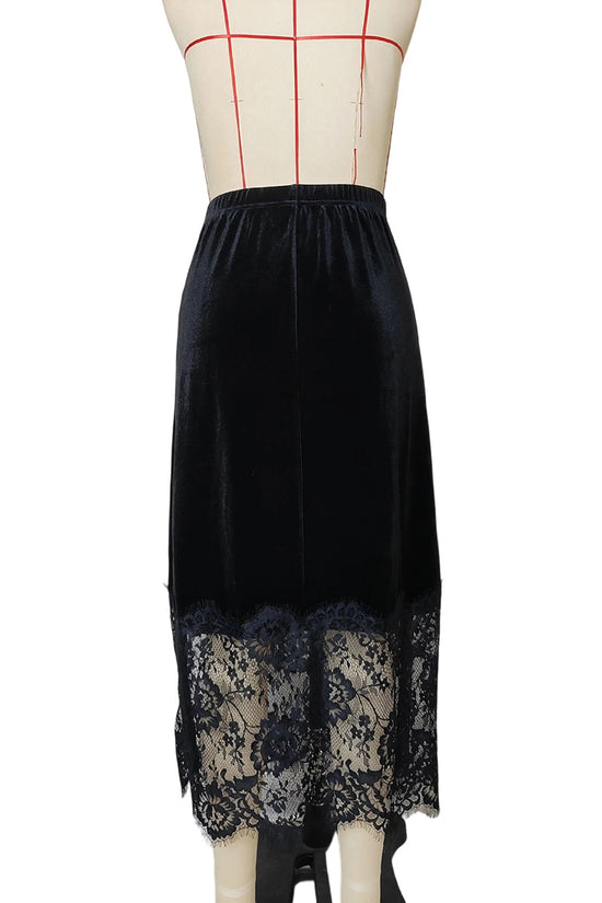 Elegant Lace Trim Midi Skirt