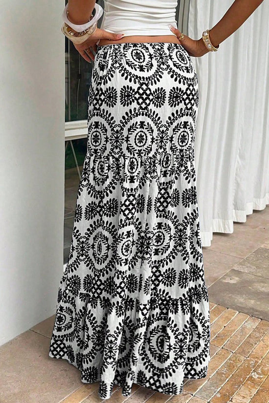 Elegant Printed Midi Skirt
