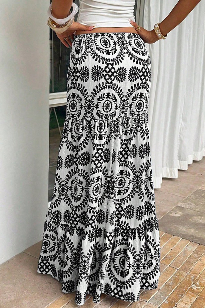 Elegant Printed Midi Skirt