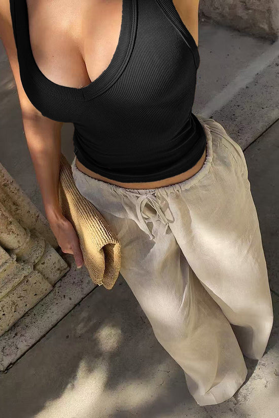 Chic Sleeveless Ribbed Tank Top