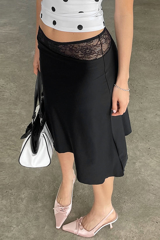 Lace Waist Midi Skirt