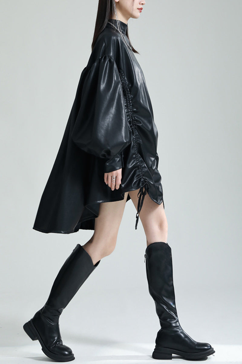 Elegant Oversized Balloon Sleeve Dress