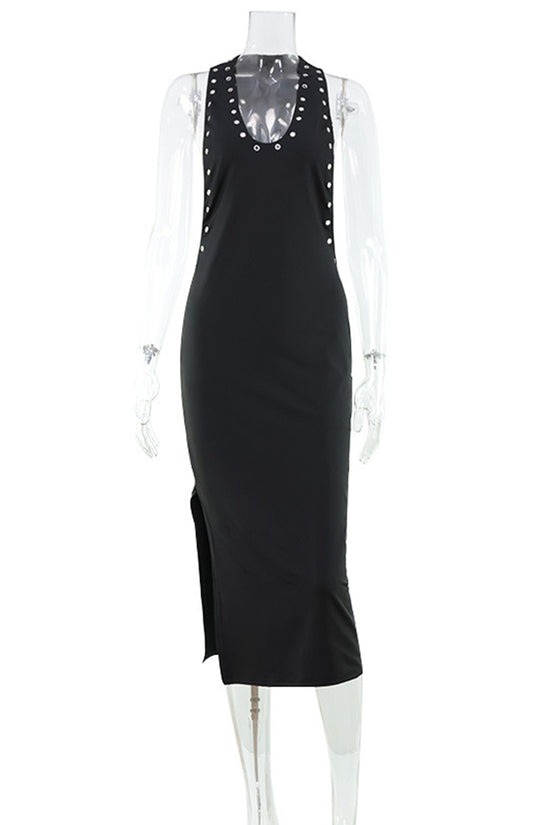 Studded Sleeveless Midi Dress