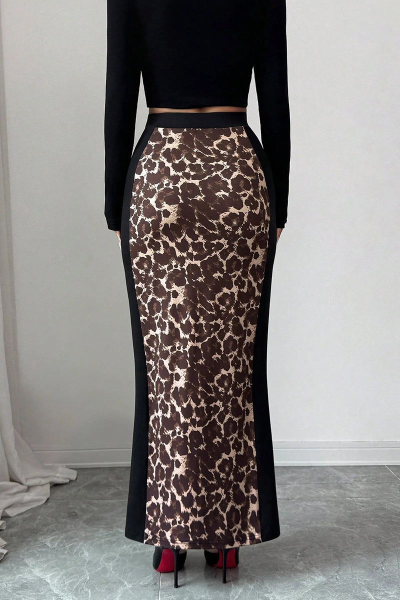 Fierce Leopard Midi Skirt with Side Slit