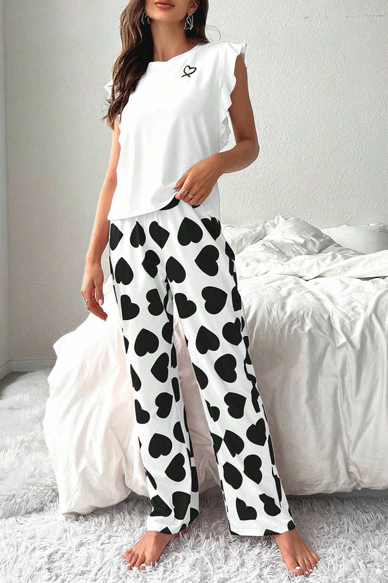 Heart Print Sleeveless Pajama Set