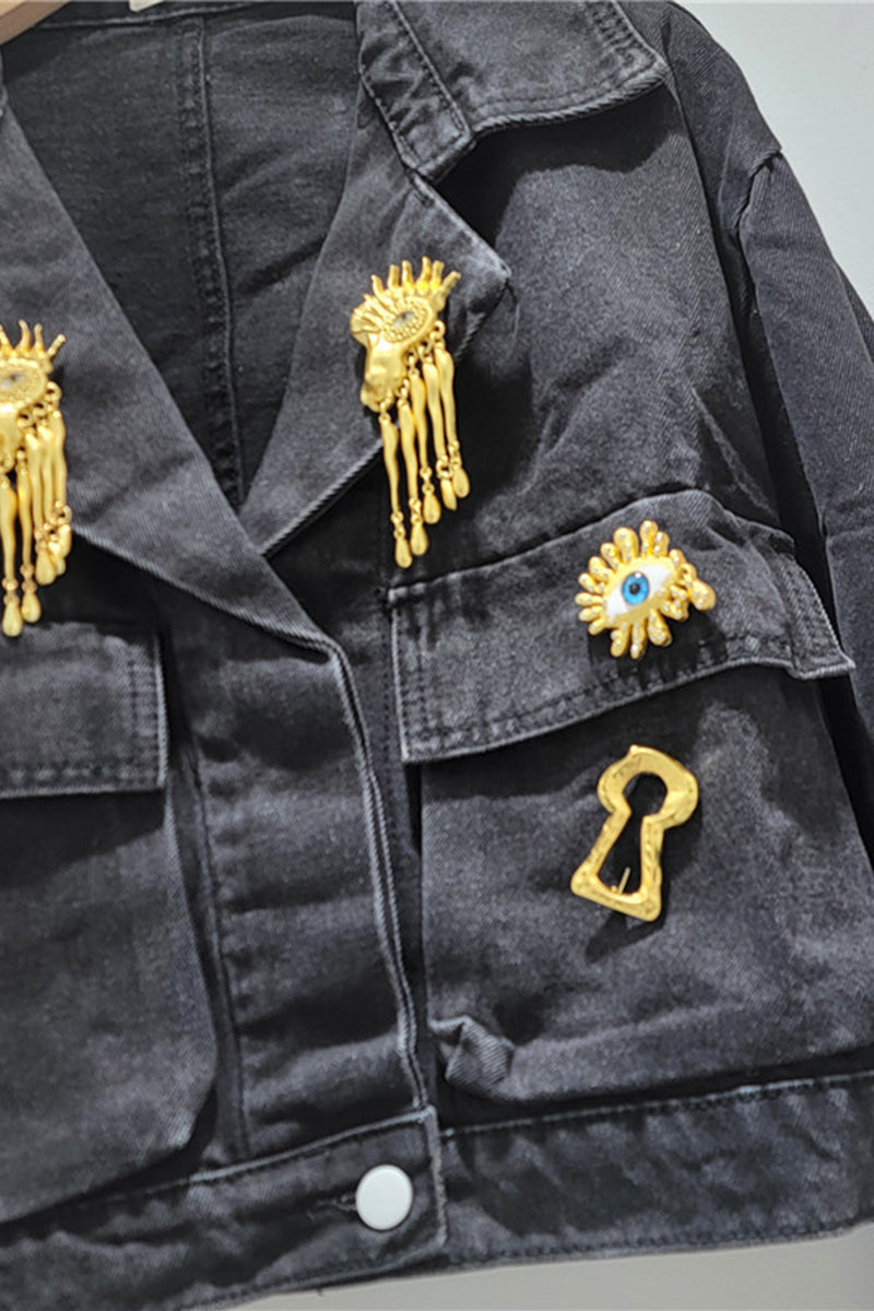 Embellished Cropped Denim Jacket