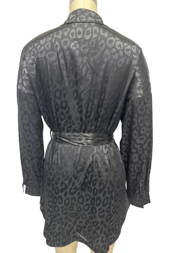 Leopard Print Long Sleeve Button-Up Blouse