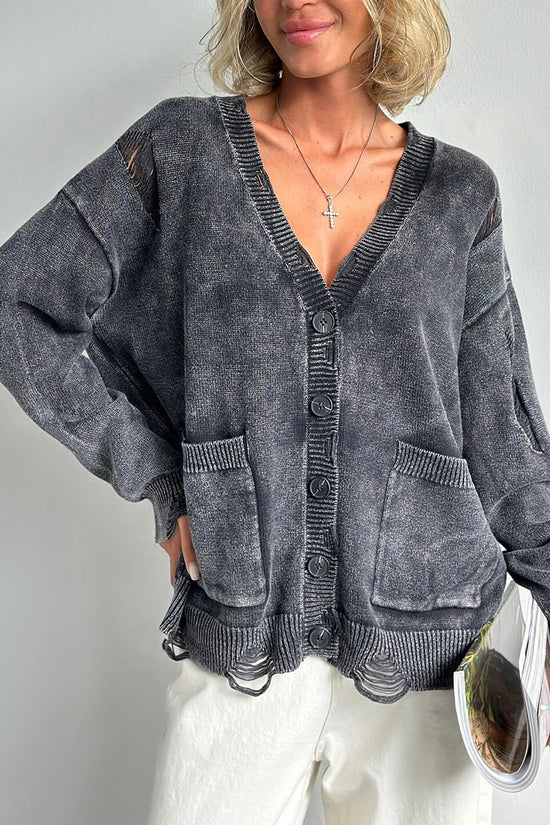Oversized Button-Up Cardigan with Pockets