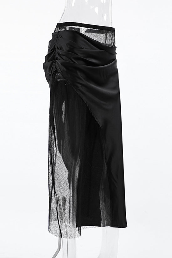 Elegant Lace Detail Midi Skirt