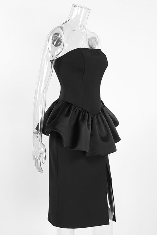 Strapless Peplum Bodycon Evening Dress