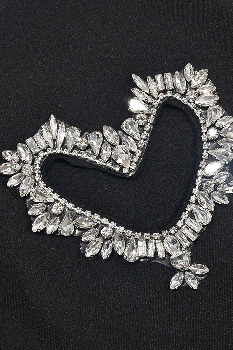 Embellished Heart Ruched T-Shirt