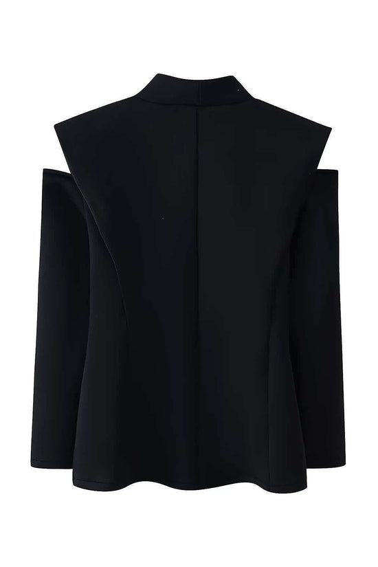 Structured Cold-Shoulder Blazer Jacket