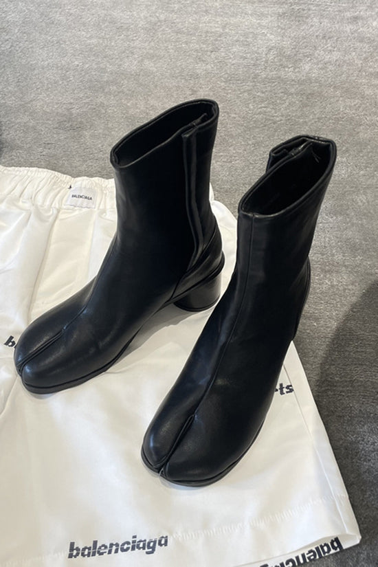 Split Toe Chunky Heel Ankle Boots
