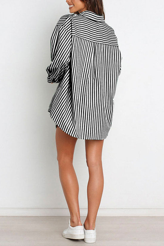 Striped Oversized Shirt and Shorts Set