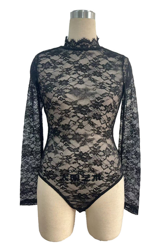 Elegant Lace Long Sleeve Bodysuit