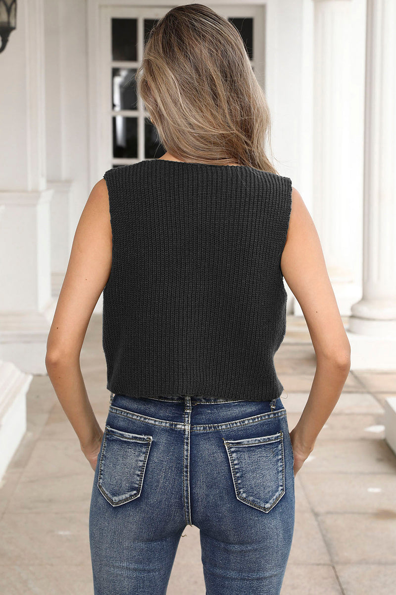 Floral Print Tie-Front Knit Vest