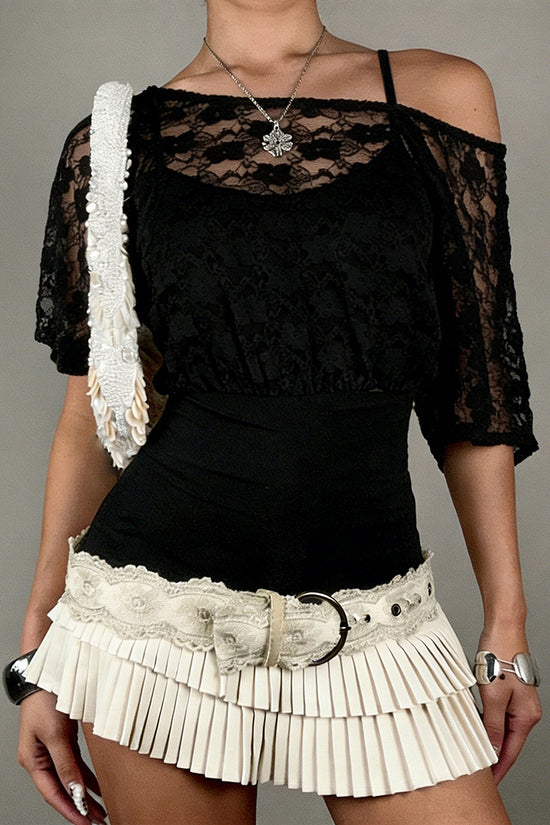 One-Shoulder Lace Casual T-Shirt
