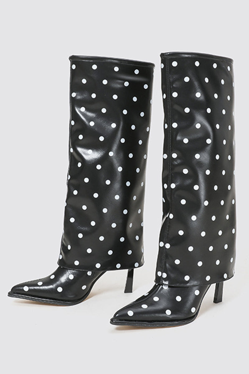 Polka Dot Knee-High Boots