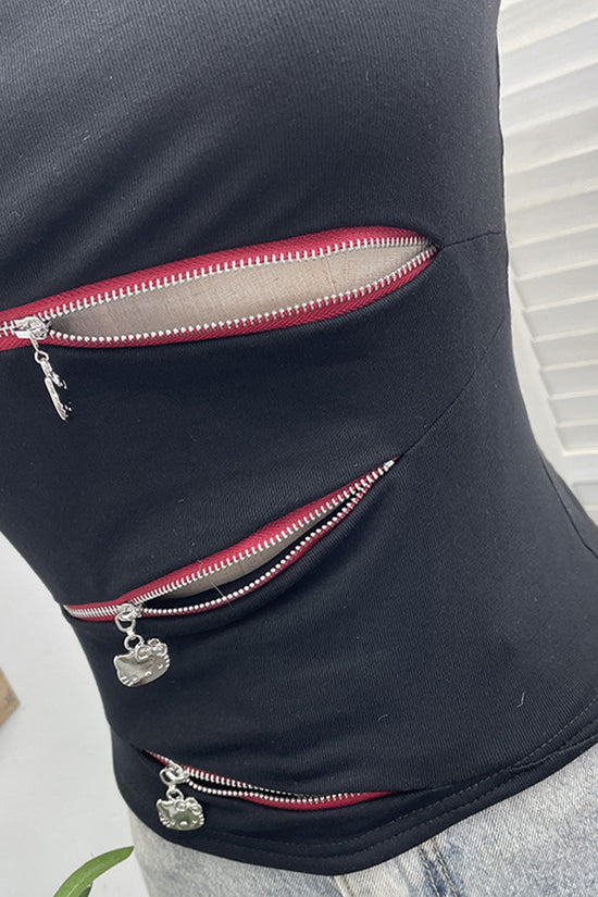 Edgy Zipper Detail Tank Top