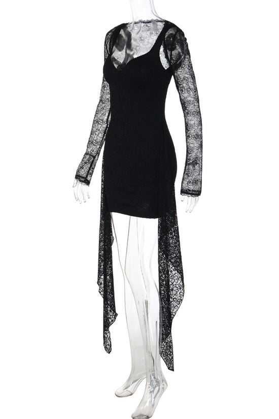 Elegant Lace Overlay Bodycon Dress