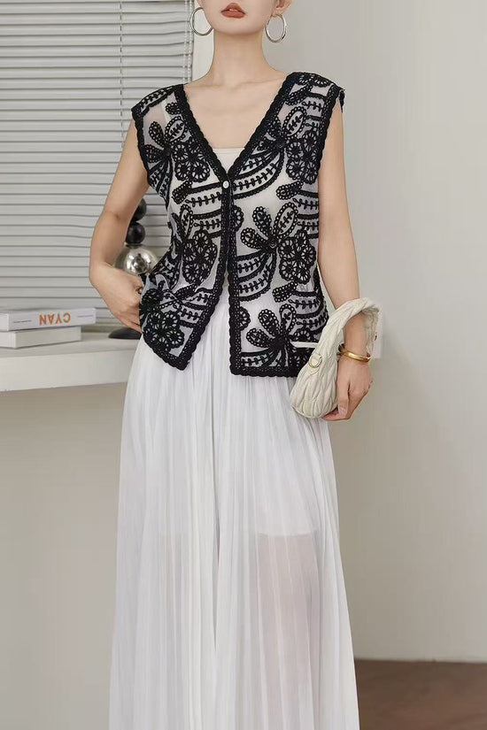 Floral Crochet Sleeveless Vest