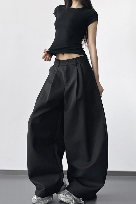 Wide-Leg Flowing Casual Pants