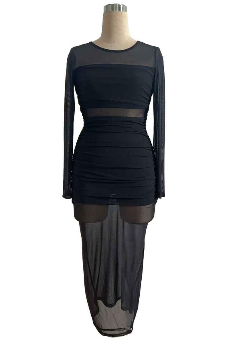 Elegant Long Sleeve Ruched Casual Dress
