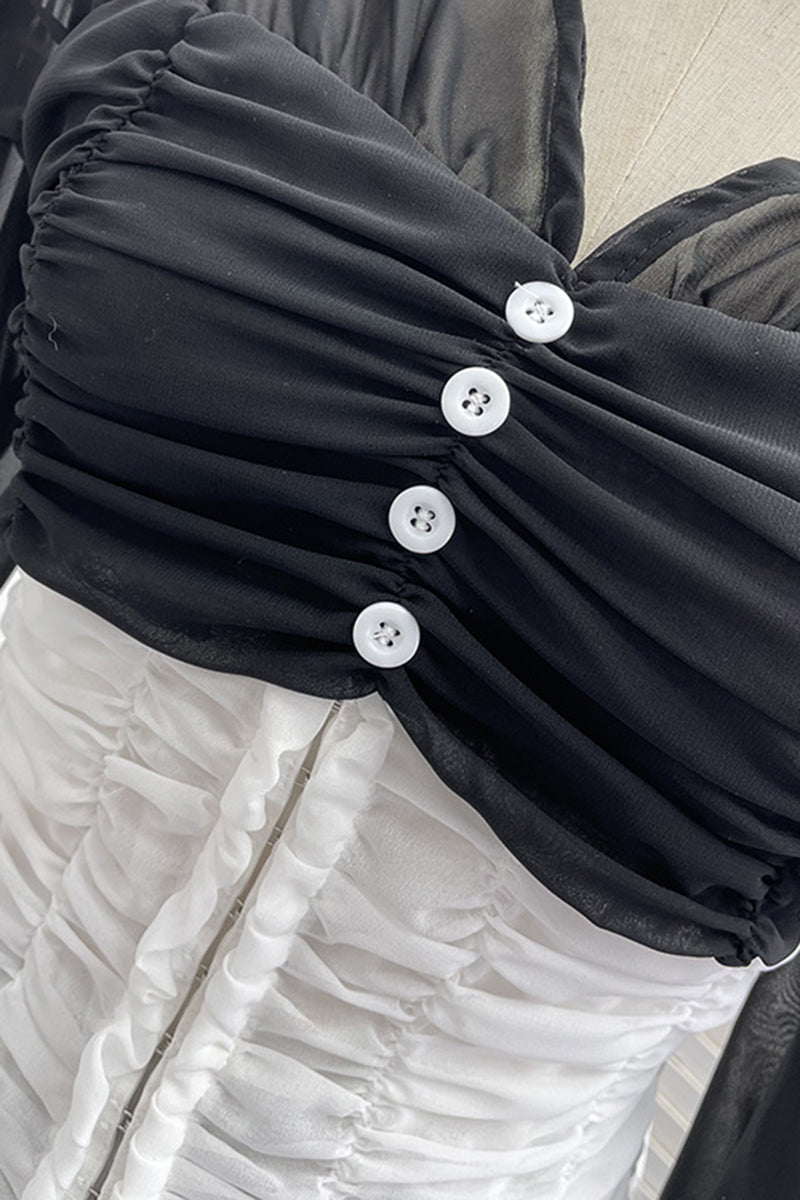 Ruched Button-Front Blouse