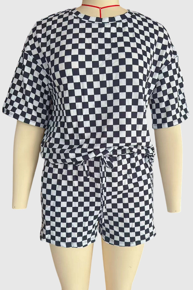 Checkered Short Sleeve Top and Shorts Set