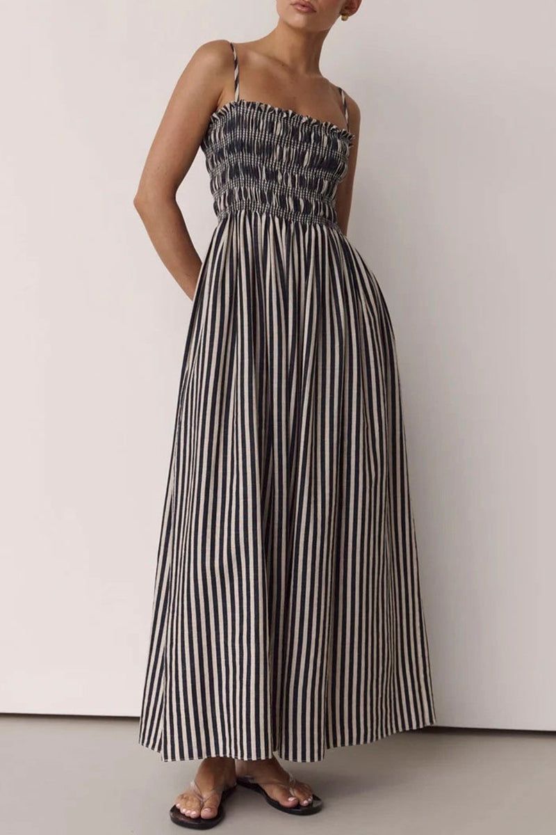 Striped Smocked Maxi Dress