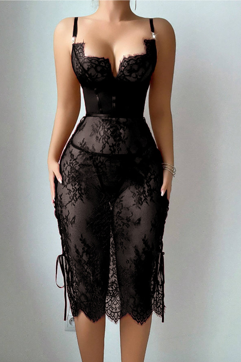 Elegant Lace Corset Lingerie Dress