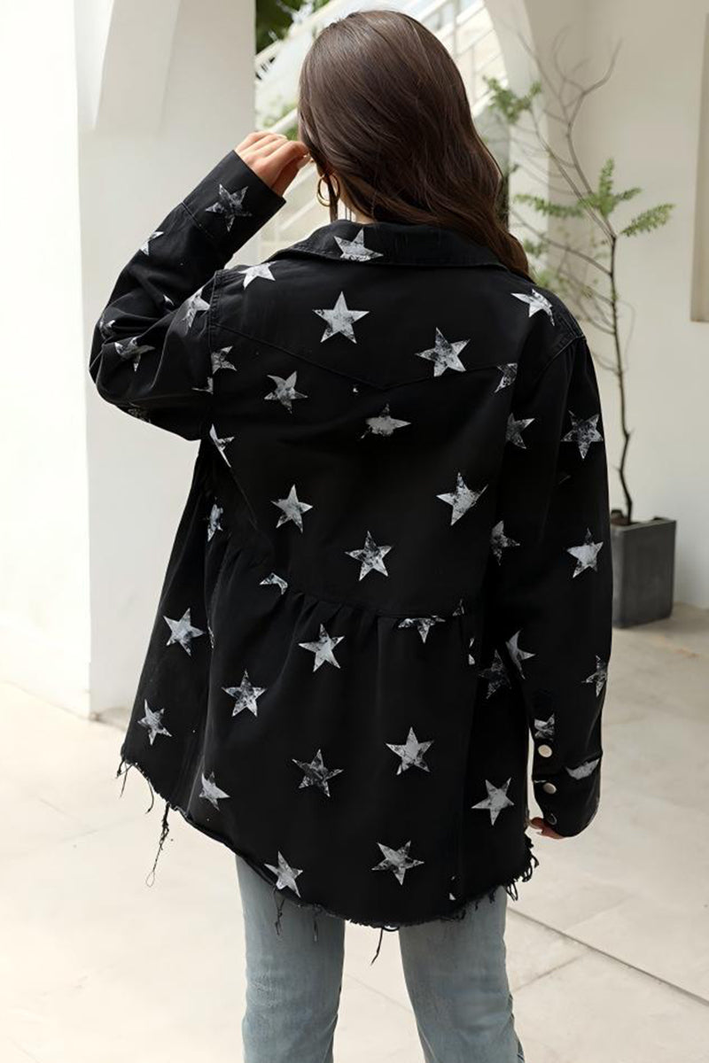 Star Print Denim Jacket